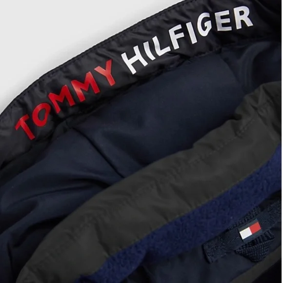 🆕 TOMMY HILFIGER HOODED DUCK DOWN PUFFER COAT BLACK BIG KID UNISEX 10 YEARS OLD